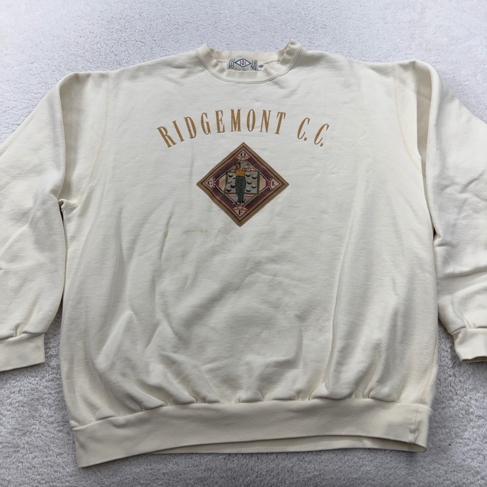 Vintage SDI Ridgemont CC‎ Golf Graphic Sweatshirt Mens XL Beige Crewneck